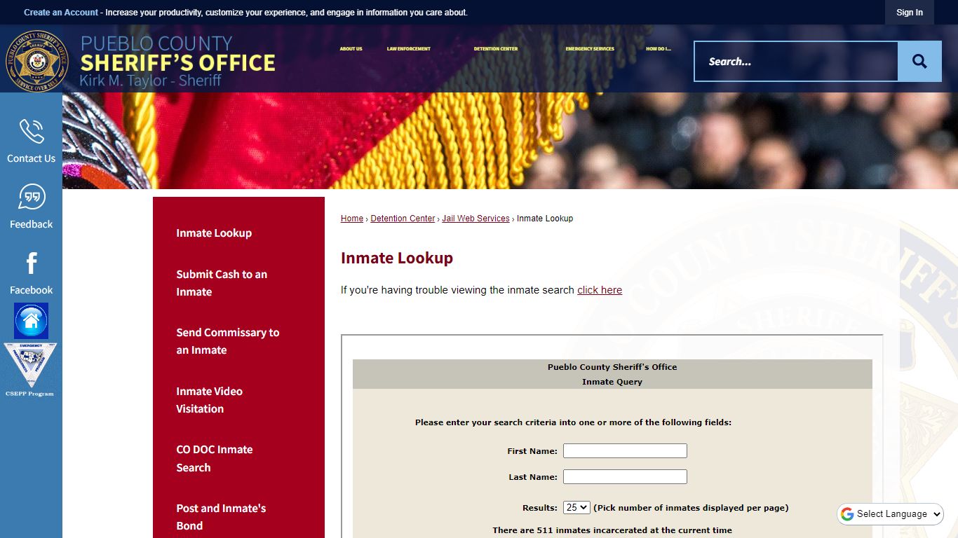 Inmate Lookup - Pueblo County Sheriff's Office
