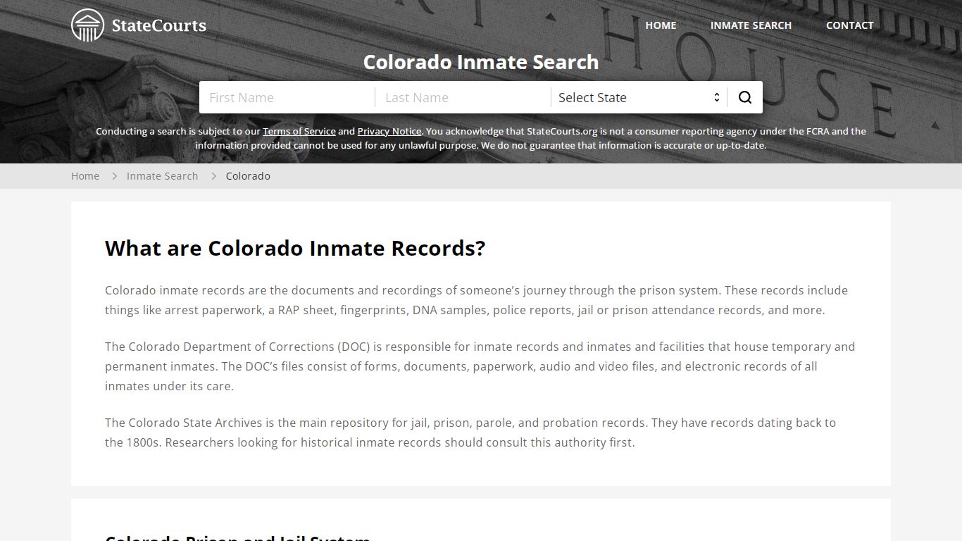 Colorado Inmate Search, Prison and Jail Information ...